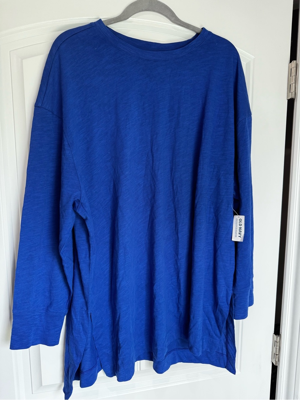 Old Navy Blue Tunic Top XL Long Sleeve Oversized Soft Knit NWT